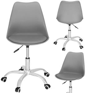 Collage of Springos grey office chair showing front, back, and side views - Furniture