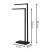 Springos freestanding towel rack, black, two bars, for bathroom, modern design, dimensions