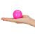 Close-up of a pink Springos plastic ball on a hand