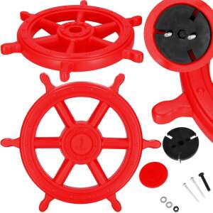 Springos® red plastic ship steering wheel for playground, 53 cm diameter, with mounting hardware - Outdoor Toy