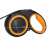Black and orange retractable dog leash, Springos brand, dimensions