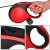 Springos retractable dog leash, red, 5 meter, for dogs up to 50 kg, close-up of handle and lock