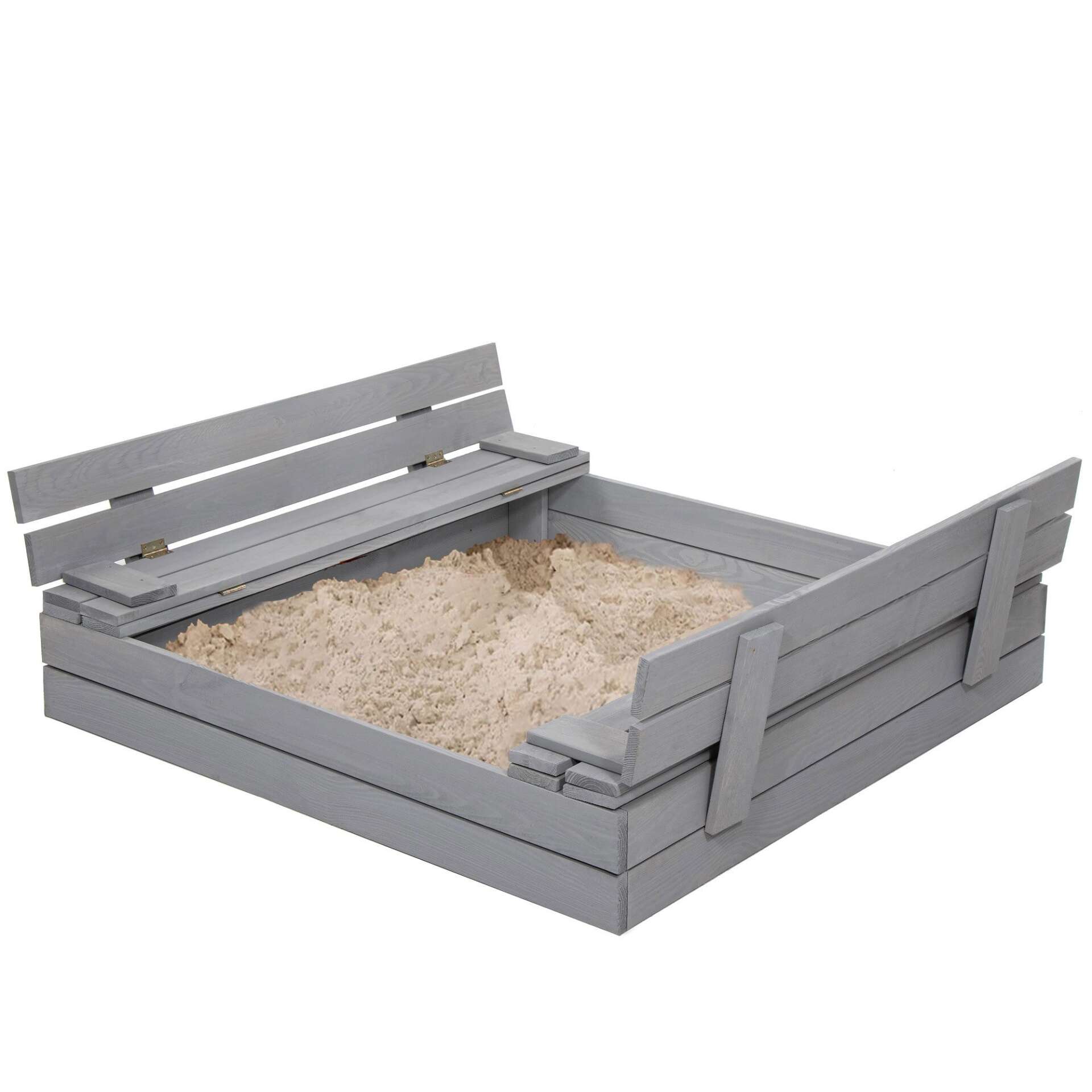 Springos Zárt homokozó 120x120 cm, impregnált fa ponyvával és kös...