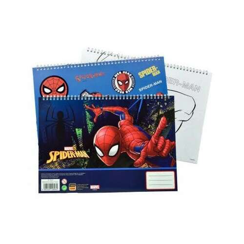 Spiderman A4 Spiralblock mit Stickern, 40 Seiten, blau