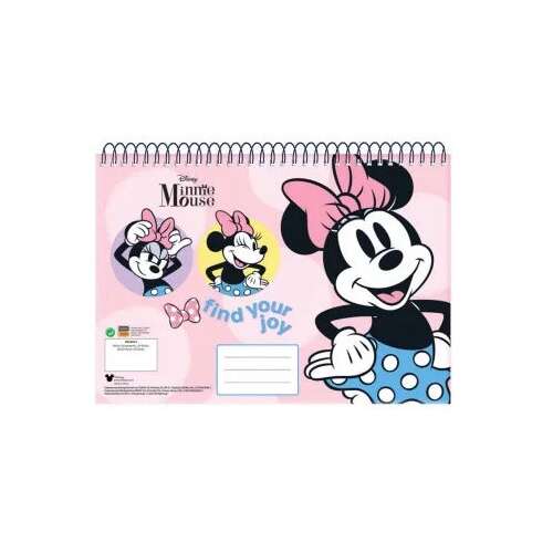Disney Minnie Mouse A4 spirál vázlatfüzet, 30 lapos, rózsaszín borító Minnie Mouse mintával