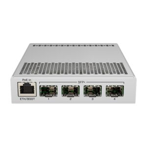 Vorderansicht des MikroTik CRS305-1G-4S+IN Desktop-Switches mit SFP+ Anschlüssen - MikroTik