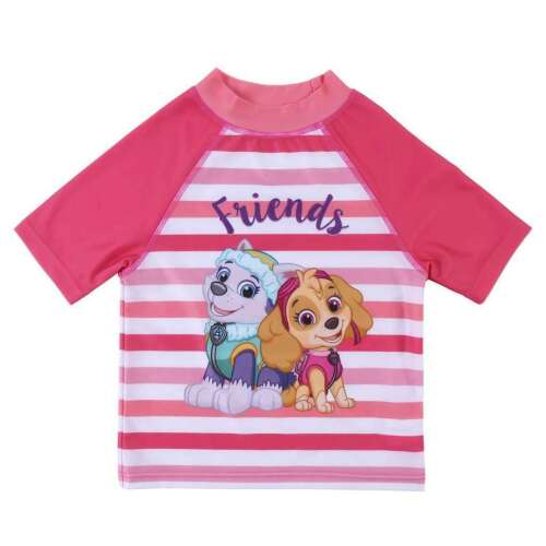 Nickelodeon Paw Patrol Friends Розова райета плувна тениска за деца, UV50 защита