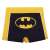 Rückansicht von Batman Badehose für Jungen, gelb und schwarz, mit Batman Logo