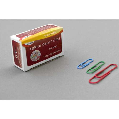 Gemkapocs 50 mm színes papírkapocs, 100 db/doboz