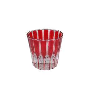Breeze piros csíkos üvegpohár, ideális vízhez, gyümölcsléhez, koktélokhoz és röviditalokhoz - Pohár