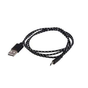 1 meter čierny opletený Micro USB kábel - USB káble