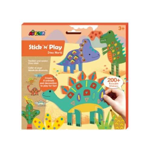 Avenir Stick 'N' Play Dino World, dinosaur sticker activity set for kids, create and decorate your own dinosaurs
