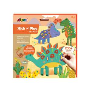 Avenir Stick 'N' Play Dino World, zestaw naklejek z dinozaurami dla dzieci, stwórz i ozdób własne dinozaury - Puzzle 3D