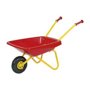 Rolly Toys red plastic toy wheelbarrow with yellow metal frame and black wheel - Sport & Leisure