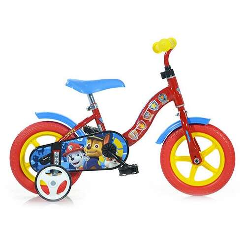 Paw Patrol Kinderfahrrad in Rot und Blau, 10 Zoll mit Stützrädern