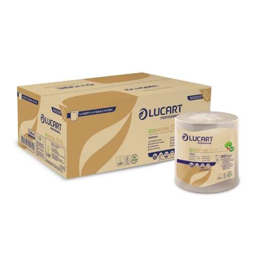 Lucart ECO Natural ролка от хартиени кърпи кафява с 2 слоя, 155m, 6 ролки/опаковка, екологична, сертифицирана от EU Ecolabel