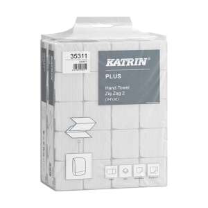 Katrin Plus Zig Zag 2 V-hajtogatott kéztörlő, 200 lap/csomag, 20 csomag/karton, fehér - Háztartási kellék