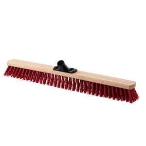 Maddox Bonus 60cm threaded broom head with red bristles and wooden handle - Bonus