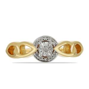 Arannyal bevont ezüst gyűrű fehér gyémánttal, Y55570/57 - Női kiegészítő