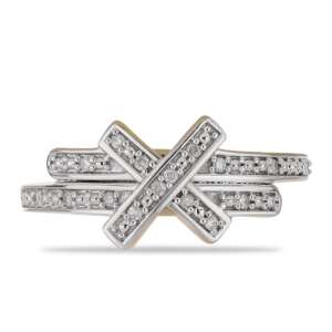 Arannyal Bevont Ezüst Gyűrű Fehér Gyémánttal, Y55408/57 - Női kiegészítő