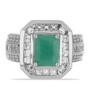 Ezüst Gyűrű Brazil Smaragddal és Fehér Topázzal, Y55305/54 104199428 - Női kiegészítő