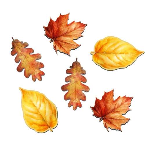 6 pack of printed autumn leaves decorative cardstock, 4-5cm, perfect for crafting and scrapbooking