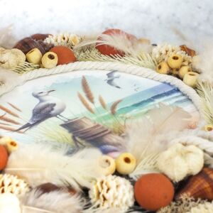 Csináld magad! - Riviéra DIY ajtódísz kopogtató koszorú sirállyal és tengerparti jelenettel. - Koszorú