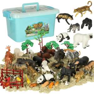 Ikonka Zoo Animal Figures Set, 59 pieces with storage box - Figure