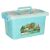 Ikonka Animal World storage box, blue plastic container with animal scene