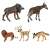 Ikonka Zoo Animal Figures: Wildebeest, Okapi, Lion, Deer, Jackal