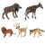 Ikonka Zoo Animal Figures: Wildebeest, Okapi, Lion, Deer, Jackal close-up