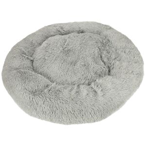 Light gray plush dog bed, round shape, 100cm - Dog Bed