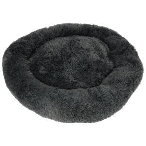Dunkelgraues Plüsch-Hundebett, runde Form, 100cm - Schlafplatz für Hunde