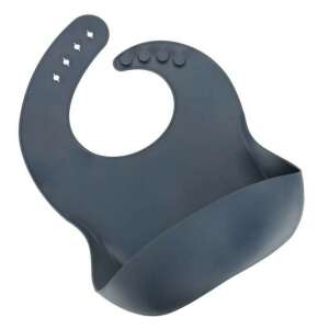 Ikonka dark blue silicone baby bib with crumb catcher - Children's dinnerware set