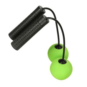 Wireless jump rope with green balls and textured black handles - Jump rope
