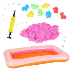 Kinetic sand playset with inflatable sandbox, molds, and pump - Toy