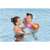 Child wearing Bestway Swim Safe arm floats, size S/M, orange with colorful design, in the pool