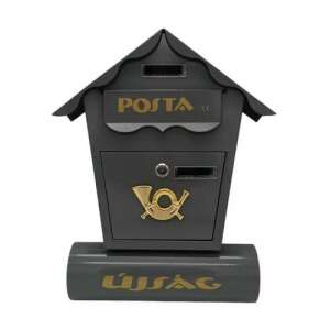 Fém Postaláda Újságtartóval - Szürke - 36,5x10,5x47cm