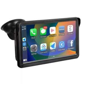 CC726MC Ecran auto portabil de 7 inci cu CarPlay și Android Auto wireless, afișând ecranul cu aplicații precum Harți, Muzică, Telefon, Mesaje și Calendar - Electronica auto