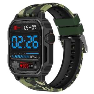 Remax TW11 smartwatch with camo strap, black case, 2.1 inch display, side view - Smartwatch