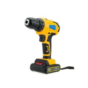 Flinke FK-8026 18V Cordless Drill Driver with Hammer Function, 2 Batteries, Yellow - Sumker