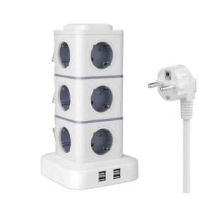 Vežový rozvádzač s 12 AC zásuvkami, 4 USB konektormi RC-G12P-4U 3M