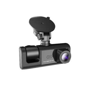 Black car dash camera with three lenses, front and rear view, KOS-14005 - Dash Camera
