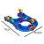 Water park building blocks toy set, 39 pieces, blue, red, yellow, green, includes a boat, crane, and a figure, dimensions shown