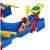 Close-up of the water park building blocks toy set, showing the crane and the figure