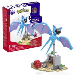 Zestaw konstrukcyjny Mega Bloks Pokémon Zubat's Midnight Flight, 61 elementów, zbuduj Pokemona Zubat z ruchomymi skrzydłami, kompatybilny z innymi markami - Mattel