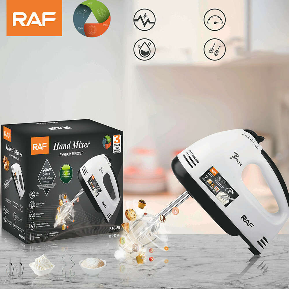 RAF kézi mixer, 7 sebesség, 260 W, fehér KOC-105