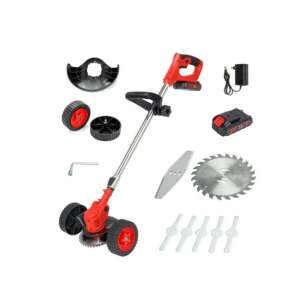 PureCut akkumulátoros fűkasza kerekekkel, 24V akkumulátorral, fém pengékkel és állítható nyéllel, KOC-109 - Prolight