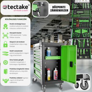 TecTake Szerszámos Kocsi - 1599 részes Szerszámkészlettel