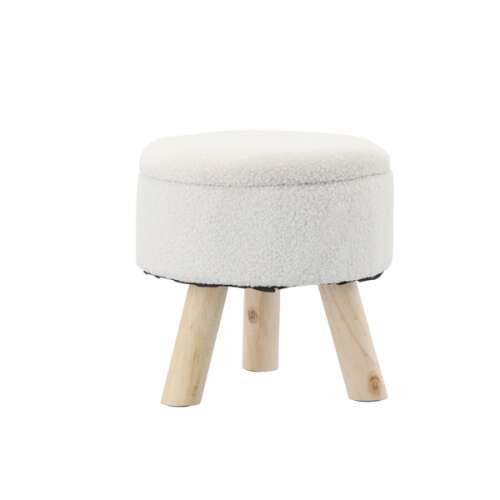 Biely okrúhly podnožka s drevenými nohami